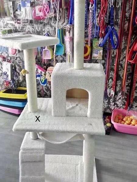 wooden cat tower scratch post