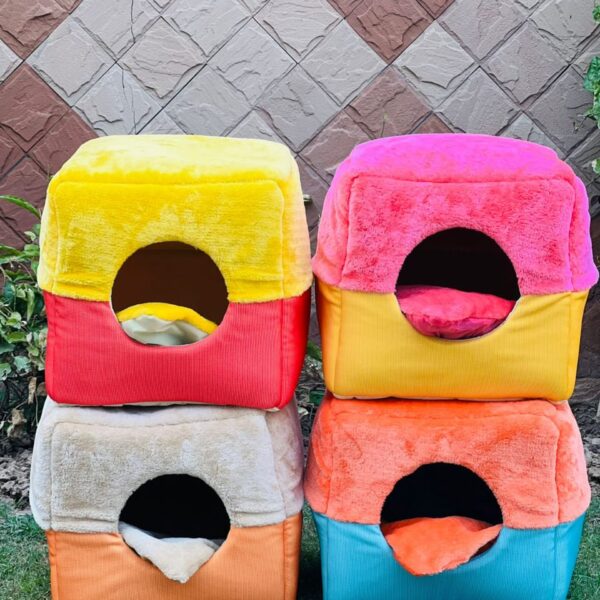 VELVET SOFT CAT HOUSE WITH BED