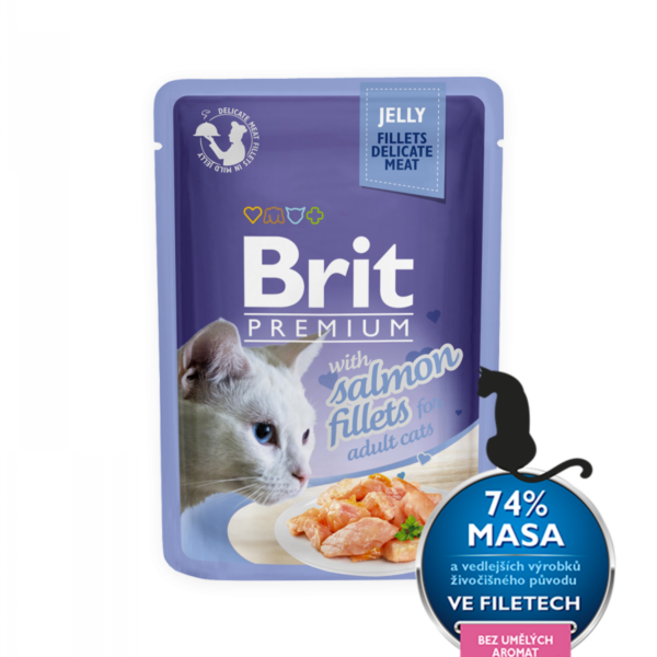 BRIT PREMIUM JELLY WITH SALMON FILLETS FOR ADULT CATS