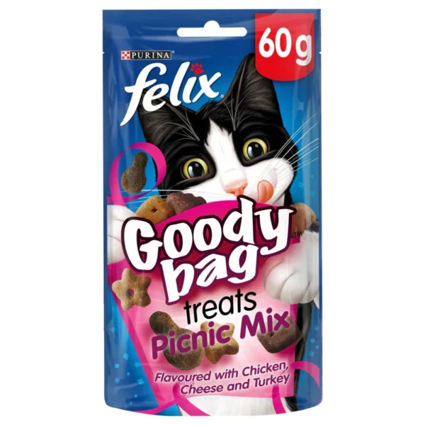 FELIX GOODY BAG PICNIC MIX [ CHICKEN,TURKEY & CHEESE FLAVOUR ]60GRAMS