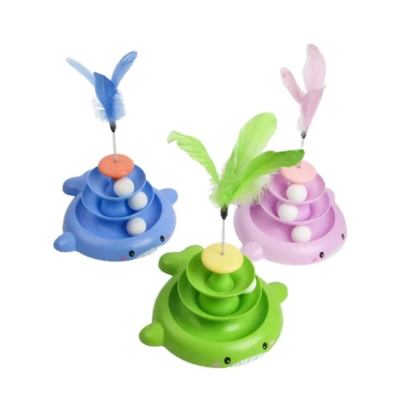 TOWER TRACK TOY WITH 3 BALLS & FEATHER