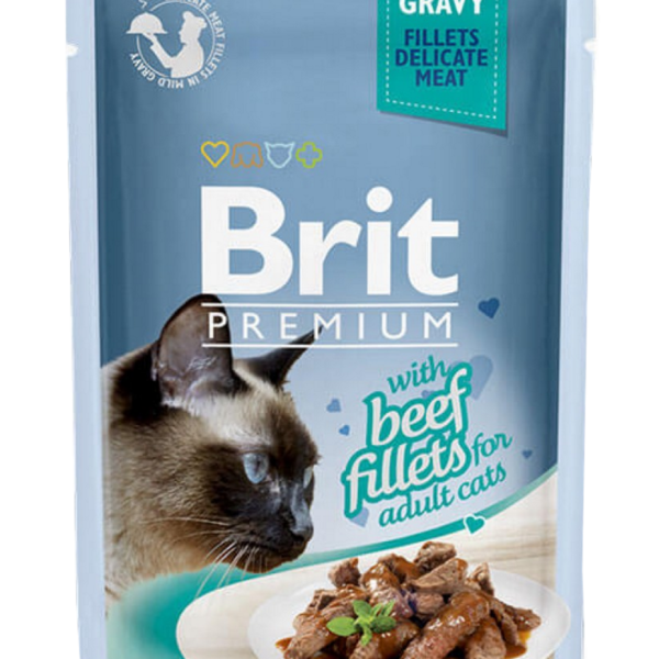 BRIT PREMIUM JELLY WITH BEEF FILLETS FOR ADULT CATS