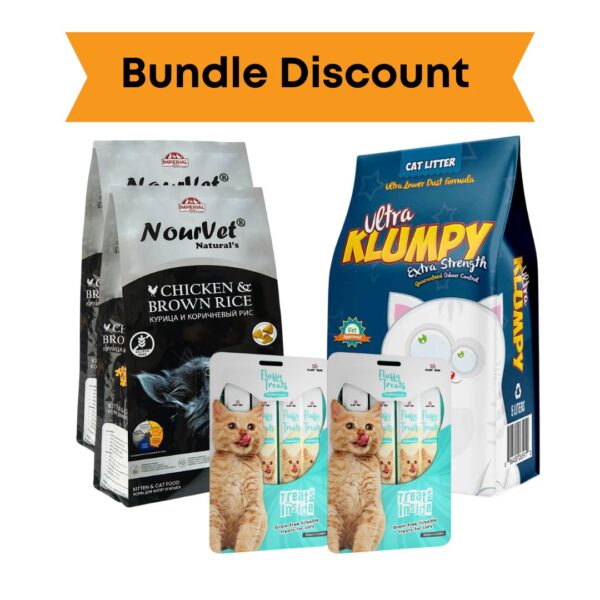 Bundle: Nourvet / Ultra Klumpy Cat Litter / Fluffy Treat
