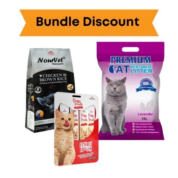 Bundle: Nourvet / Premium Bentonite Cat Litter / Fluffy Treat