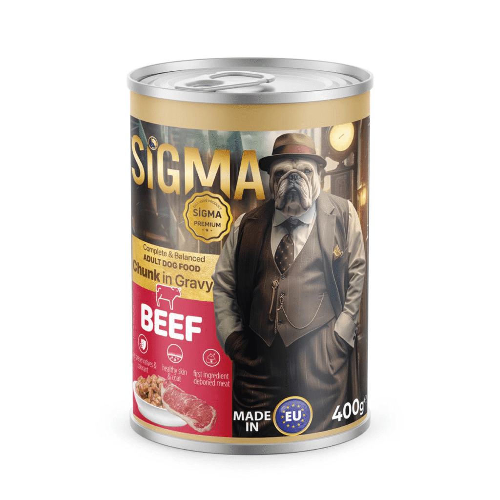 Sigma Chunks In Gravy Beef Dog Food Tin